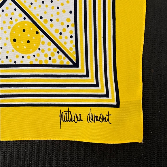 Vintage Patricia Dumont Yellow, Black & White Print Scarf - Picture 2 of 4